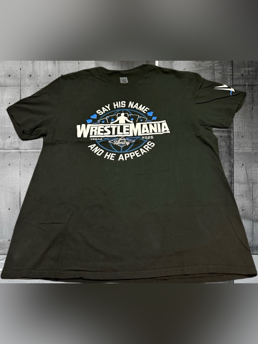 WWE Black WrestleMania 2025 Say His Name Graphic Tee XL